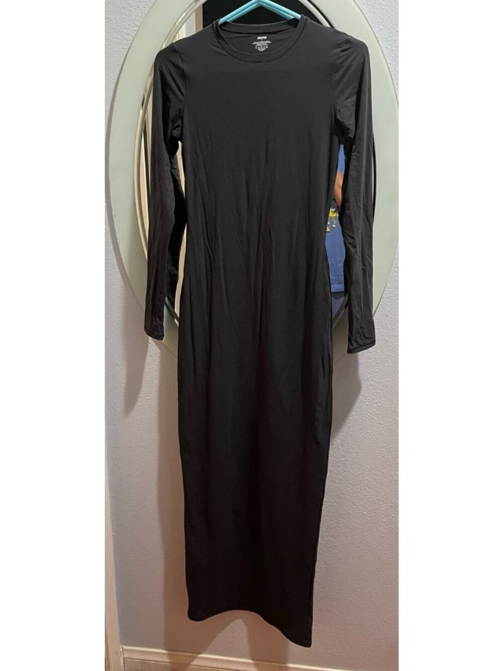 SKIMS Fits Everybody Crew NeckLong Sleeve DressOnyx SIZES MEDIUM - Picture 3 of 5